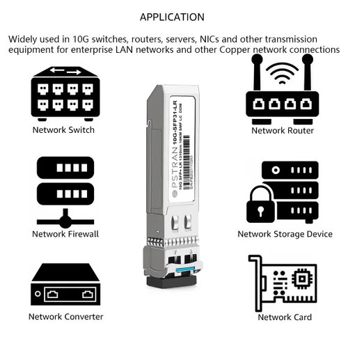Miniatura 5 de 10GBASE-LR SFP+ Módulo Transceptor Óptico, 1310nm, 6.2 mi, DDM, Duplex LC SMF, 10 unidades, Gris, Sólido