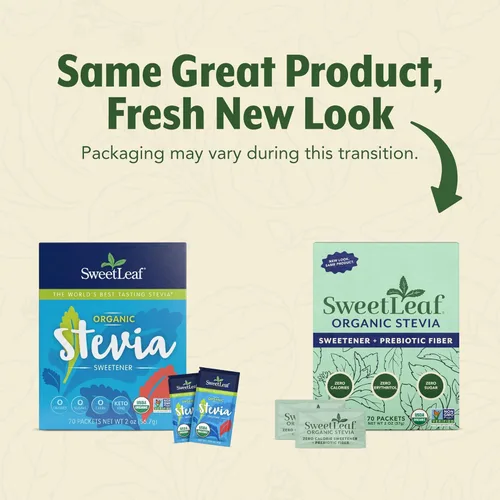 Miniatura 3 de SweetLeaf Paquetes de polvo de stevia orgánica, edulcorante cero calorías con extracto de hoja de stevia, sin aditivo edulcorante artificial, sin