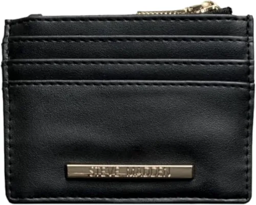 Miniatura 3 de Steve Madden Cartera acolchada suave para tarjetas, NegroPlata, Billetera plegable