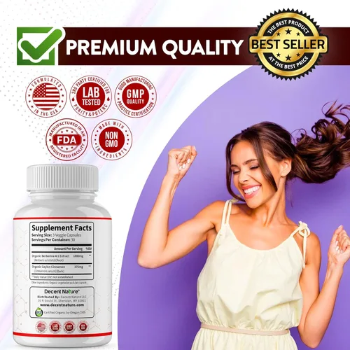 Miniatura 6 de Berberina orgánica con canela de Ceilán 2175 mg – Suplemento de berberina premium extracto de alta pureza USDA Organic, apoyo al sistema