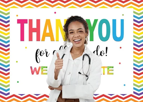Miniatura 3 de Telón de fondo de 7 x 5 pies con texto en inglés "We Appreciate You", personal de graduación, maestros, médicos, jubilación, fondo de fotos