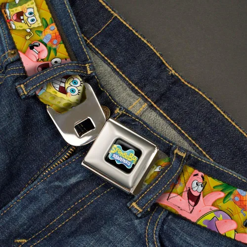Miniatura 2 de Buckle-Down Cinturón de seguridad Bob Esponja & Patrick Starfish Poses Pineapple Gold 1.0 pulgadas de ancho 20-36 pulgadas de largo