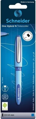 Schneider One Hybrid N - Bolígrafo de punta de aguja híbrida de 0.020 in, barril azul claro, tinta azul, paquete de 1 ampolla (78343)
