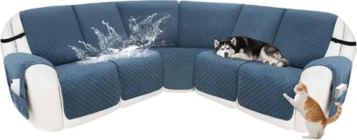 Miniatura 47 de Fundas para sofá modular reclinable, de terciopelo en forma de L, funda de consola central para perros y mascotas, lavable antideslizante, 1 funda