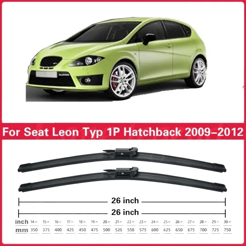 Miniatura 3 de Limpiaparabrisas delantero y trasero compatible con Seat Leon Typ 1P Hatchback 2009-2012 parabrisas ventana de 26 + 26 + 11 pulgadas