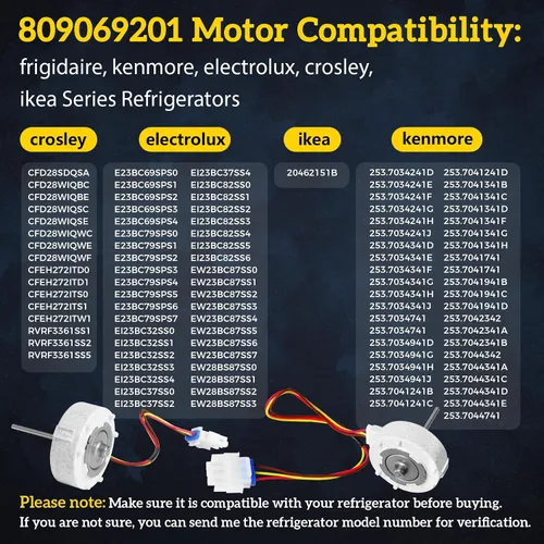 Miniatura 4 de Actualizado 809069201 809069206 Motor de ventilador de evaporador de refrigerador Compatible con Frigidaire, Kenmore, Electrolux, Reemplaza