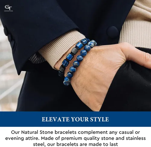 Miniatura 6 de Pulsera de cuentas para hombre Usuario con nombre, fama, fortuna y dinero 100% natural envuelto Pulsera de cuentas de piedras preciosas