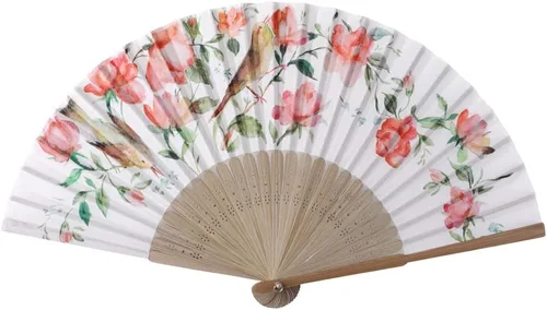 Miniatura 9 de Gasa transparente de los ventiladores de la mano del ventilador de la mano plegable con la tela hermosa para el regalo de la boda