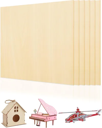 Benvo Hojas de madera contrachapada de abedul prémium de 0.118 in (1/8 pulgadas) x 8 x 8 pulgadas, paquete de 6 unidades, madera artesanal sin