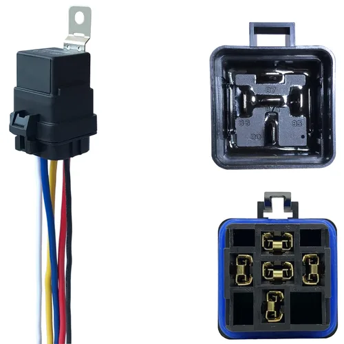 Paquete de 1 relé con arnés impermeable de 40/30 AMP y 12 V CC, resistentes cables de cobre estañado de calibre americano de 12, relé automotriz