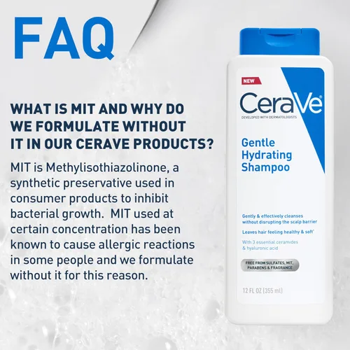 Miniatura 10 de CeraVe Champú Hidratante Suave, Con Ceramidas, Niacinamida y Ácido Hialurónico Para Cabello y Cuero Cabelludo Suaves y de Aspecto Saludable, Champú