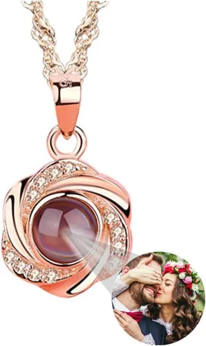 a266XDKSJK Collar con foto personalizado con texto en inglés "I Love You" en 100 idiomas, personaliza el nombre de tu amante en el collar de