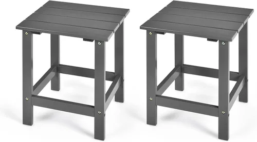 Miniatura 12 de Giantex Mesa auxiliar para exteriores, mesa auxiliar cuadrada de madera de 15 pulgadas con diseño de rejillas, construcción resistente, fácil