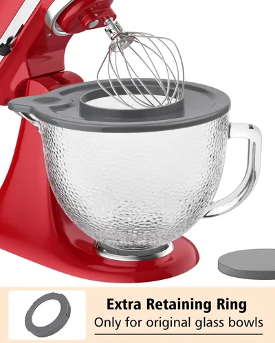Miniatura 7 de Tazón mezclador de vidrio martillado de 5 cuartos de galón, tazón mezclador para KitchenAid de 4.5 y 5 cuartos de galón con cabezal inclinable