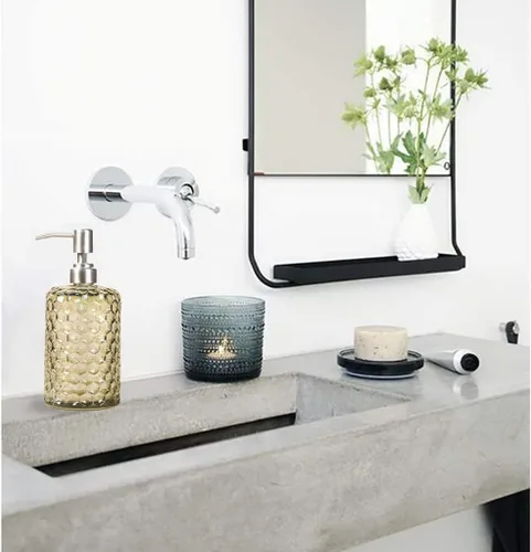 Miniatura 3 de YunNasi Dispensador de jabón líquido de 17 onzas, dispensador de jabón de vidrio y boquilla de acero inoxidable para baño, inodoro o cocina (verde)