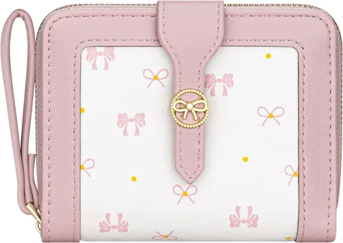 Miniatura 8 de BIAOTIE - Cartera para mujer con flores bonitas, con bloqueo RFID, tarjetero para tarjetas de crédito, monedero pequeño de dos pliegues