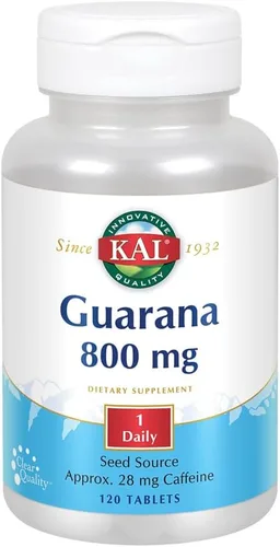 KAL Guarana 800 | Aproximadamente 28 miligramos de cafeína de origen natural | Energía saludable y apoyo para la concentración | 120 tabletas