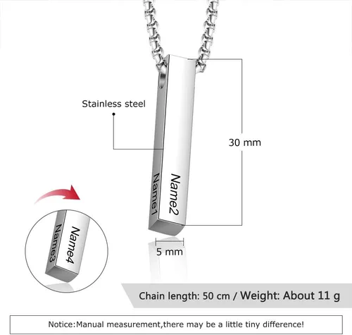Miniatura 2 de Lam Hub Fong Collar de barra con nombre personalizado para hombre, collar de cruz personalizado con inicial para padre, hermano, regalos del día