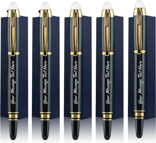 Ancolo Bolígrafos de rodillo personalizados, juego de escritura suave de lujo con punta de cristal, tinta negra, personalizada con tu nombre o