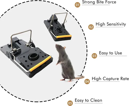 Miniatura 4 de Trampas de presión pequeñas para ratones de Grandpa Gus, control de plagas, plástico duradero, resorte de acero inoxidable potente y disparador muy