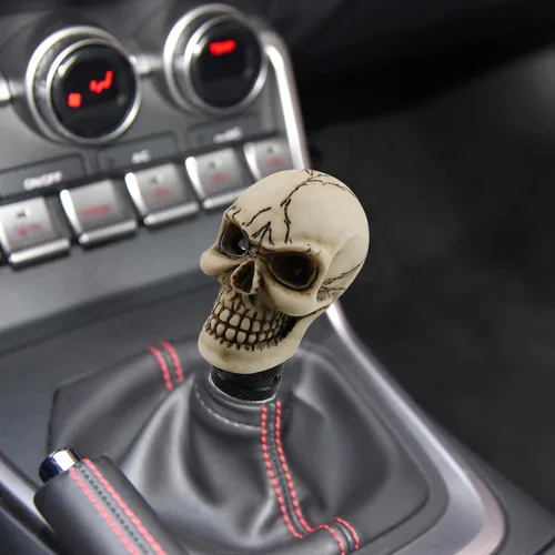 Miniatura 2 de Perilla de palanca de cambios en forma de calavera, de resina, para autos manuales o automáticos, Beige
