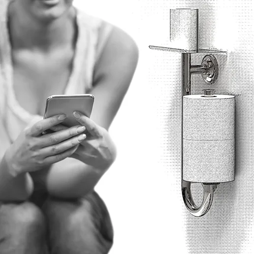 Miniatura 6 de Barra de seguridad para inodoro 3 en 1 con soporte de papel de seda integrado y estante para teléfono, para 2 megarrollos, soporte de peso de 250