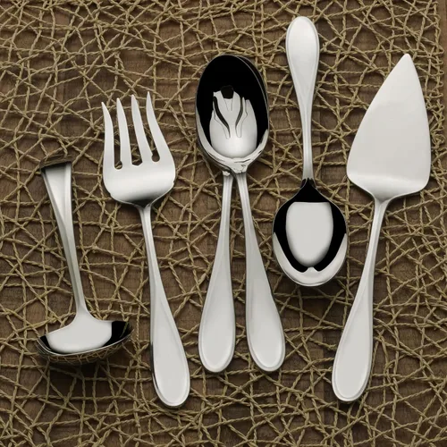 Miniatura 5 de Mikasa Bravo - Juego de 6 piezas de acero inoxidable 18/10, cucharas de servir, tenedor, servidor de tartas, cucharón de salsa, cubiertos pulidos