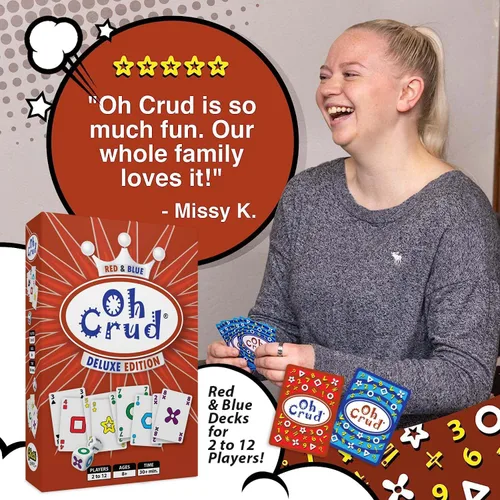 Miniatura 3 de Oh Crud Deluxe Edition: Mazos Rojos y Azules para 2 a 12 Jugadores: Un Juego de Cartas y Dados de Bazas (Principalmente). Juego Familiar