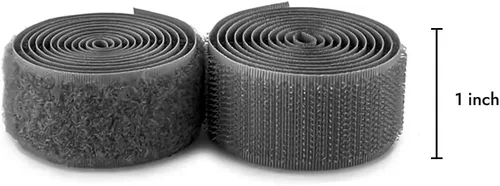 Miniatura 2 de Cinta de gancho y bucle cosible de 1 pulgada de ancho, color gris oscuro, no adhesiva, longitud de 1 yarda, cinta de gancho y bucle de nailon gris