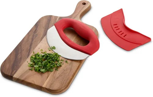 Miniatura 8 de HIC Kitchen Picador de hierbas para ensalada de agarre suave, hoja de acero inoxidable con cubierta de hoja de seguridad