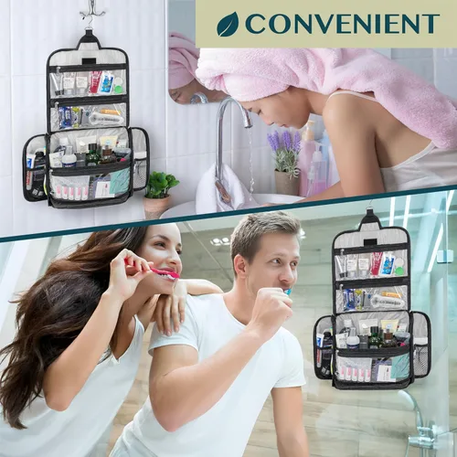Miniatura 8 de PAVILIA Neceser colgante grande, bolsa de viaje para mujeres y hombres, organizador de cosméticos, bolsa de maquillaje resistente al agua