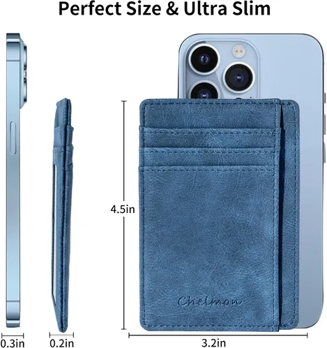 Miniatura 3 de Cartera Chelmon Slim RFID - Cartera de bolsillo frontal minimalista para tarjetas de crédito delgadas