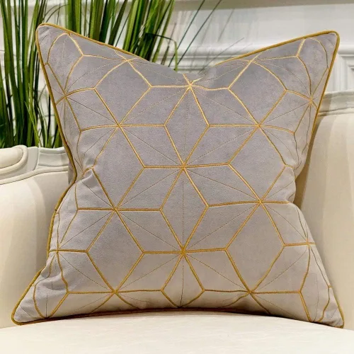 Avigers - Fundas de cojín a rayas color azul marino y dorado, para sofá, sala, dormitorio y auto Gris Oro