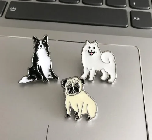 Miniatura 3 de Broche de perro carlino encantador para mascotas, broche de ramillete de metal, placa de identificación para perro, regalo de cumpleaños de Navidad