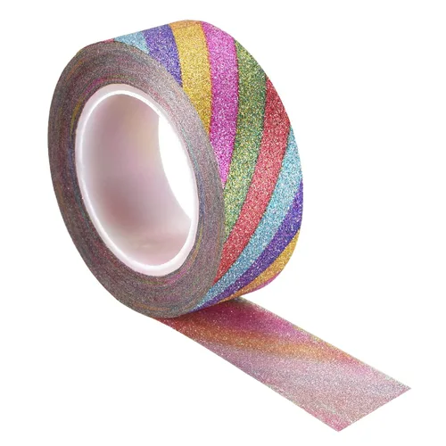 MECCANIXITY Cinta de purpurina de 0.6 pulgadas x 32.8 pies, cinta adhesiva decorativa para manualidades, 0.6 in x 32.8 ft, colorida para álbumes de