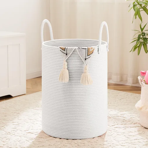 Miniatura 12 de Artfeel - Cesto para la ropa sucia de cuerda de algodón tejida, para guardar ropa sucia, juguetes y mantas en el baño, la habitación del bebé