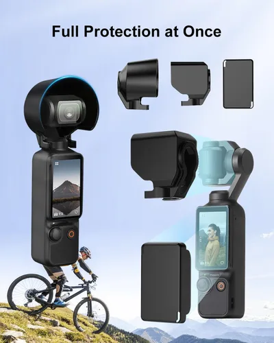 Miniatura 6 de Kit de soportes para manillar de abrazadera de cámara de bicicleta, cubierta protectora de cámara para parasol de lente compatible con DJI Osmo