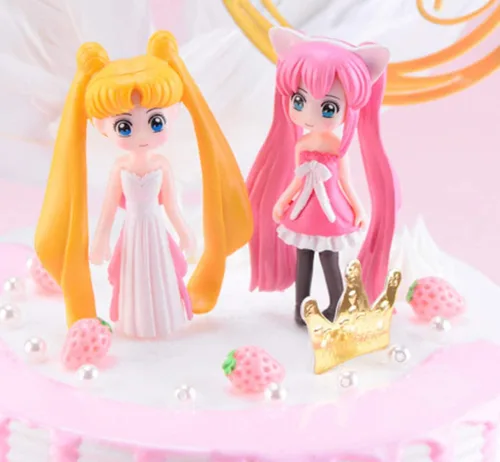 Miniatura 2 de HYSTYLE Juego de 6 piezas de figuras de niña encantadora, colección de figuras pequeñas, juego de muñeca de juguete, muñeca de automóvil, adorno