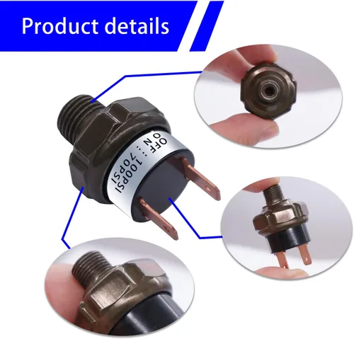 Miniatura 5 de mankk Interruptor de presión de aire 70-100 PSI Rosca 1/4 "NPT 24V 12V DC Compresor de aire Interruptor de presión para tren de bocina de aire