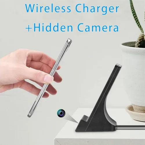 Miniatura 2 de Cámara cargador de teléfono, cámara de carga inalámbrica, gran angular de 110°, WiFi de 2.4G/aplicación gratuita control remoto, detección