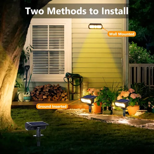 Miniatura 5 de Toodour Foco solar para exteriores, paquete de 2 luces solares para exteriores con 2 modos, luces de inundación impermeables alimentadas por energía