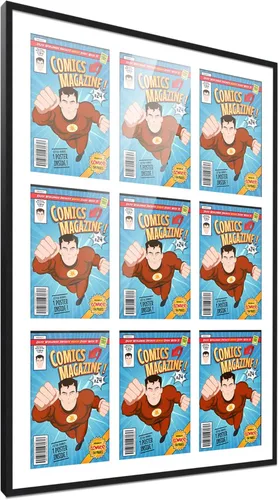 Miniatura 33 de Poster Palooza Marco de cómic con paspartú para 1 cómic de la Edad de Bronce publicado entre 1970 y 1985, marco de cómic negro para cómic de 7.25 x