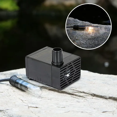 Miniatura 2 de Bomba de Fuente Sumergible Alpine Corporation de 120 GPH con Luz Halógena de 5W para Fuentes Exteriores, Bebederos de Aves, Estanques