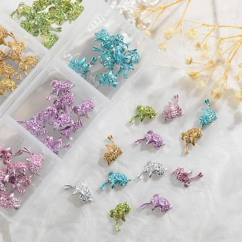 Miniatura 10 de 60 dijes de uñas de estrella de mar, aleación de verano, 3D, para decoración de uñas temática de playa, arte de uñas y fabricación de joyas