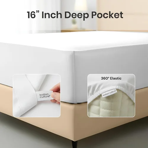 Miniatura 4 de Kotton Culture Juego de Sábanas de 4 Piezas Tamaño Twin - 1000 Hilos 100% Algodón Egipcio Ropa de Cama de Lujo Premium de Hotel - Tejido Satén Suave