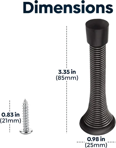 Miniatura 2 de Paquete de 2 topes grandes de bronce aceitado de 3.35 pulgadas para la parte inferior de la puerta con puntas de parachoques de goma Topes
