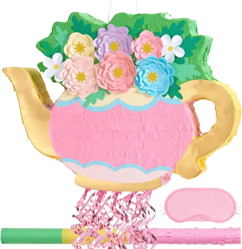 Miniatura 20 de WERNNSAI - Piñata de sirena plegable, piñata de cumpleaños con flecos que incluye cuerda para jalar, venda y bate. Decoraciones