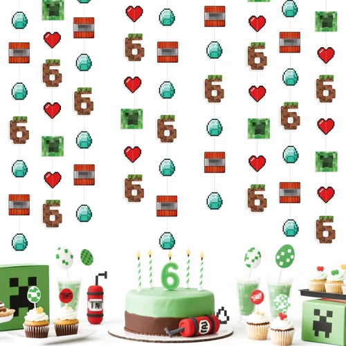 Miniatura 6 de Decoraciones de cumpleaños de dinosaurio de 52 pies para niños, pancarta de cumpleaños de tercer dinosaurio Rex, guirnalda de serpentinas, telón