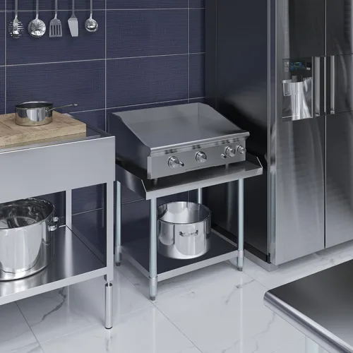 Miniatura 6 de AmGood Soporte para equipo de acero inoxidable, resistente, grado comercial, con estante inferior, certificado NSF