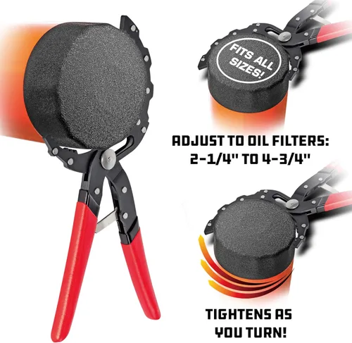 Miniatura 4 de Powerbuilt Alicates autoajustables para filtro de aceite, llave de filtro de aceite ajustable, sujeta y gira los filtros de aceite de 2-1/4 pulgadas